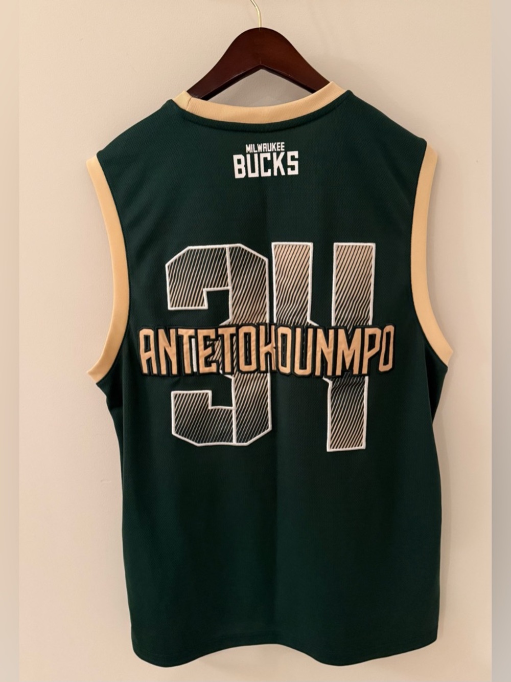 NBA Milwaukee Bucks Green and Cream Basketball Jersey - Picture 2 of 5